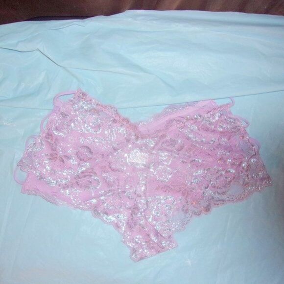 Youmita 34B Lavender Mist Metallic Lace Bra & Small Coordinating Boyshort NWT - Picture 4 of 12